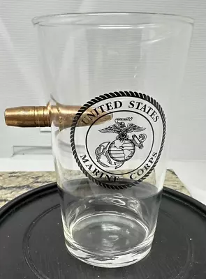 USMC Emblem  Large Beer  Marine Corps Real Embedded 50 Cal Copper Bullet Cool • $30