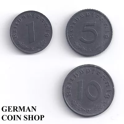 Set 1 5 And 10 Reichspfennig Zinc 1940 - 1945 - Third Reich German Reich • £4.28