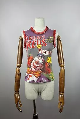 Vintage Moschino 'Fabulous Circus' Crazy Pattern Tank Top T Shirt UK10 90s Y2k • $248.98
