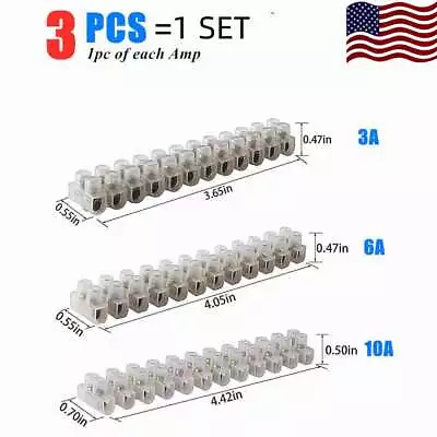 3x 12 Way Barrier Screw Terminal Block Wire Connection Connector Strip 3A 6A 10A • $6.99