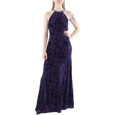 Lauren Ralph Lauren Womens Velvet Floral Halter Evening Dress Gown BHFO 5428 • $82.99