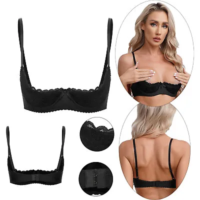 Womens Sexy 1/4 Cup Lace Shelf Bra Brassiere Tops Underwire Push Up Bra Lingerie • $14.62