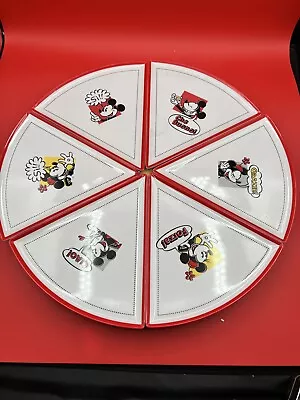 Walt Disney Parks Mickey & Minnie Italian Pizza Plates Set Of 6 Plastic • $21.99