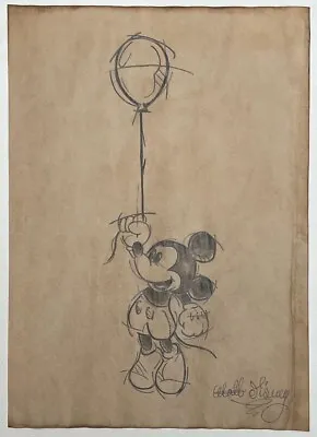 Walt Disney (Handmade) Drawing On Old Paper Signed & Stamped • $109