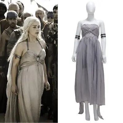Halloween Game Of Thrones Daenerys Targaryen Costume Cosplay Party Long Dress • £4.99