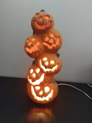 Vintage Gemmy Halloween Jack O Lantern Light Up Foam Pumpkin STACKED TOTEM works • $19.95