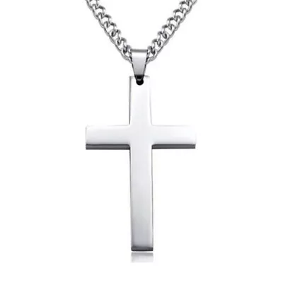 Mens Women Necklace Black Cross Titanium Pendants Chain Fashion Charm Jewelry • $2.01