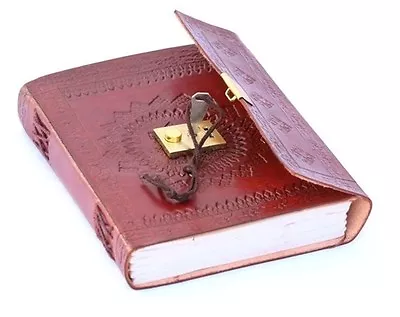 Leather Journal Vintage Look Handmade Antique Lock N Key Diary Celtic Design 7x5 • $43.44