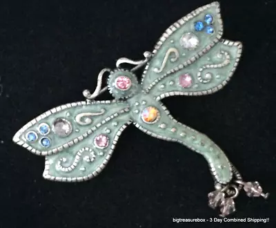 Vintage Brooch Pin SIGNED AII Dragonfly Rhinestone Silver Tone Jewelry Lot Y • $1.99