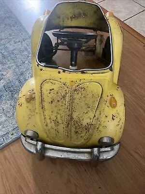 Vintage VW Yellow Beetle Junior Sportster Metal Pedal Car TS-110 • $200