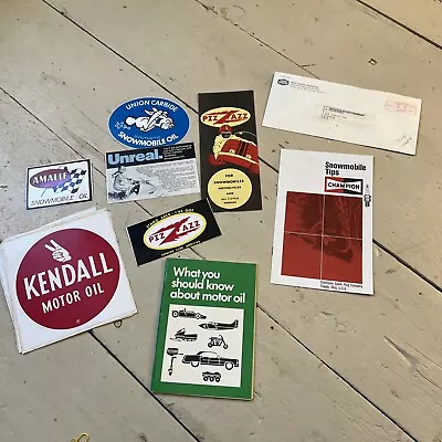 Vintage Snowmobile Oil Items & Stickers From Estate Collection 132 • $25