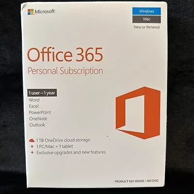Microsoft Office 365 - Personal Subcription - PC / Mac - One User - New! • $50