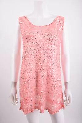 Missioni Women Sequin Knit Shirt Top IT 44 US 8 Large Pink Sleeveless Scoop NWOT • $199.99