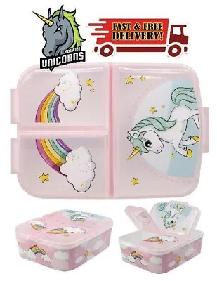 £12.49 • Buy Unicorn  Kids Character 3 Compartment Sandwich Lunch Box Licenced Item