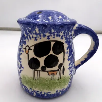 Molly Dallas Blue Spatterware Shaker With Stopper/Cow Design • $15.99