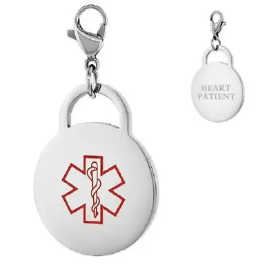 HEART PATIENT Stainless Steel Medical Alert Round Shape Charm W/ Lobster Clasp • $14.99