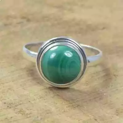 Solid 925 Silver Malachite Ring Statement Handmade Engagement Ring All Size AB58 • $13.99