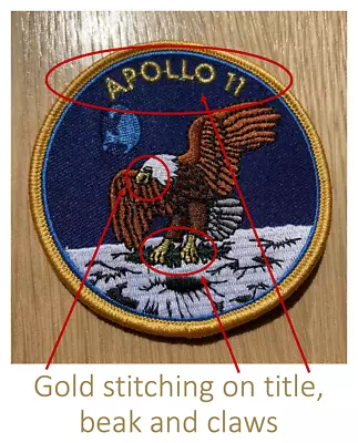 APOLLO 11 Original NASA Space Patch Gold Embroidered Mission Classic • $5.99