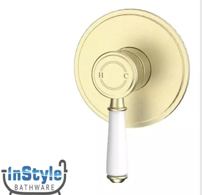 New-Vintage Range-Shower/Bath Wall Mixer With White Ceramic Handle-BRUSHED GOLD • $230