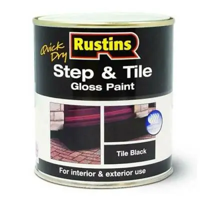 Rustins Step & Tile Gloss Black 250ml For Stone & Brick Floor Paint Quick Dry • £8.92