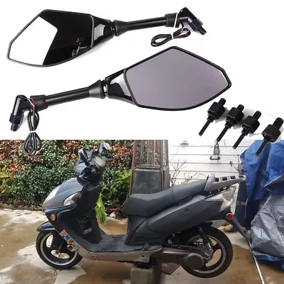 For GY6 150cc Scooter Motorcycle LED Turn Signals Rearview Side Mirrors Black • $43