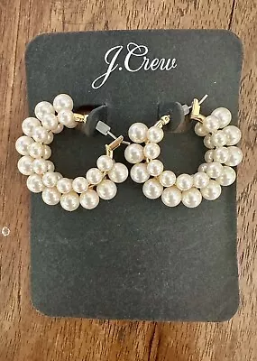 J Crew Pearl Cluster Hoop Earrings • $49