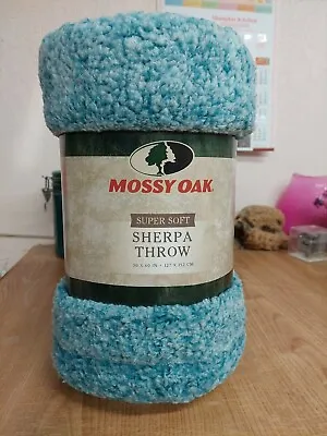 Mossy Oak Sherpa Throw Blanket |  50x60 New Turquoise  • $25.99