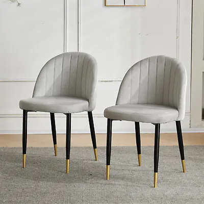 Luxury Dining Chairs Set Of 2 Velvet Upholstered Accent Chairs With Metal Legs • £69.99