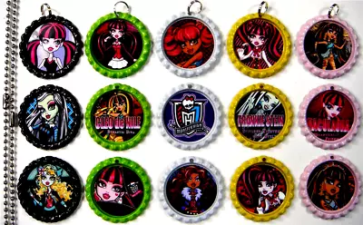 15 Monster High Flat Special Color Bottle Cap Necklaces Set 1 • $19.99