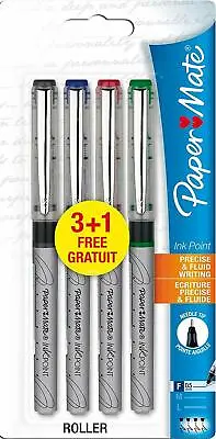 Paper Mate InkPoint Roller Pack. Colours Include -Blue Black Red Green- 0.5mm • £2.99