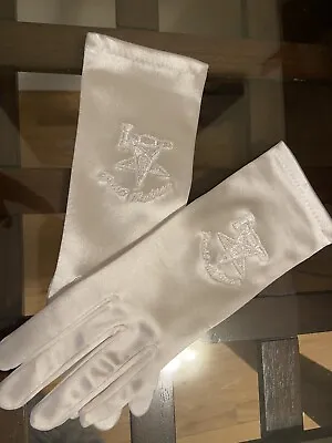  Masonic Past Matron Eastern Star  Gloves Stretch Satin Fabric Fits All Sizes  • $14