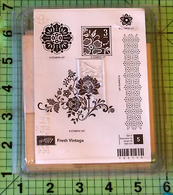 Stampin' Up Fresh Vintage Wood Mounted Rubber Stamp Set Of 5 • $8.98