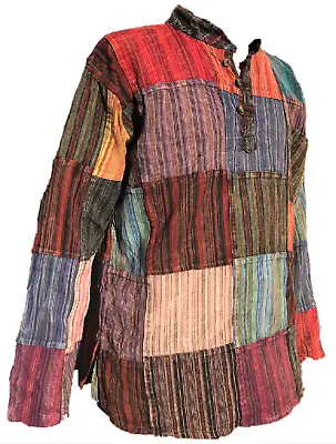 £13.90 • Buy New Handmade Patchwork 100% Cotton Hippie Grandad Shirt Festival Top Boho Kurta