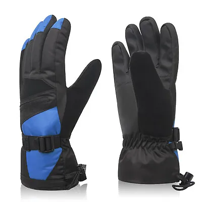 Mens Waterproof Ski Gloves Snowboarding 3M Thinsulate Winter Snow Gloves Blue M • $14.99