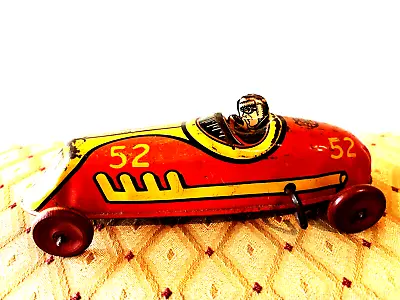 Ant/vtg  Chein   Wind-up Racer # 52 Tin Litho Bright Colors Driver Wooden Wh • $39.99