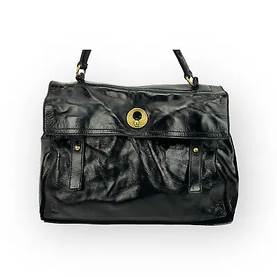 $400 • Buy Yves Saint Laurent YSL Black Patent Leather Muse Two Messenger Bag Handbag