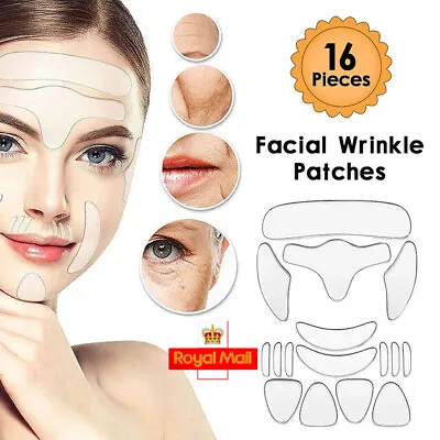 16Pcs Silicone Anti Wrinkle Pad Patches For Women Face Eye Forehead Reusable Pad • £4.79