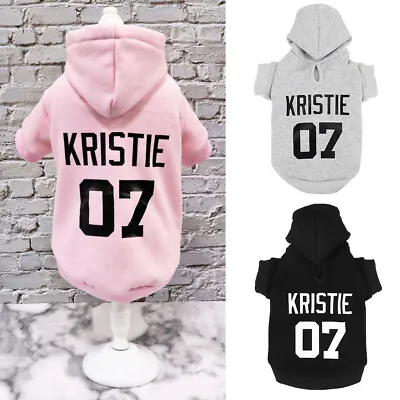 Personalised Dog Hoodie Clothes Custom Pet Name Number Jumper Sweatshirt XS-5XL • £10.79