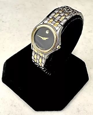 VERY GOOD Ladies MOVADO MUSEUM TT Steel W/Butterfly Deployment - RUNNING GREAT • $89