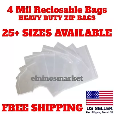 Clear Zip Seal Plastic Bags 4 Mil Heavy Duty Poly Any Size 4-Mil Clear Zip Seal • $7.90