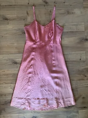 Vintage Pink Silk Slip Dress Spaghetti Strap Adjustable Wearpruf READ • $39