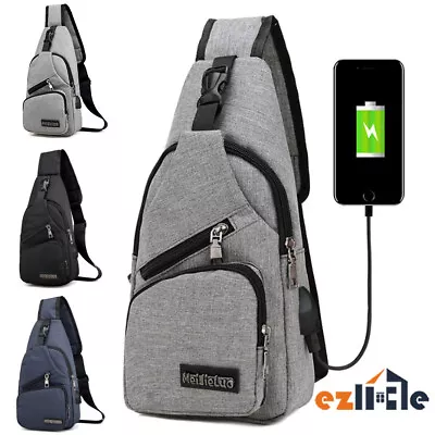 $13.99 • Buy Shoulder Bag Mens Sling Crossbody USBCharging Port Sports Handbag Chest Pack