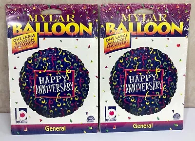 Two Large Mylar Metallic Happy Anniversary Balloons • $7.88