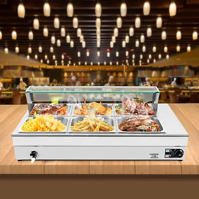 Commercial Food Warmer Steam Table Countertop Buffet Server Bain Marie 6 Pans • $307