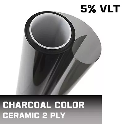 5% VLT Black Charcoal Color Window Tint Film Nano Ceramic 2 Ply 36  X 15ft. • $31.99