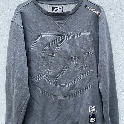 Ecko Unltd Sweatshirt Mens Small Grey Rhino Quilted Logo Sports Streetwear 90s • £16.99