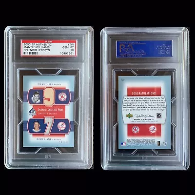 Mickey Mantle 🏵 Ted Williams ⚾️ 2003 SP Authentic Splendid PSA 10 Patch POP 2 • $3750