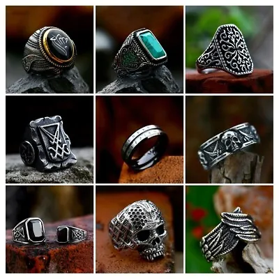 Mix Theme Series Men Fashion Titanium Personality Stainless Steel Trendy Ring Au • $25.16