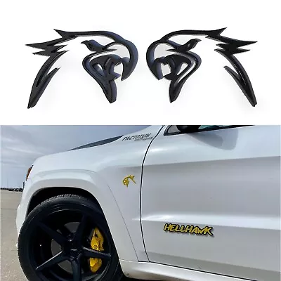 FACTOTUM Matte Black HELLHAWK Fits Jeep TrackHawk Grand Cherokee Emblem Badge • $31.90