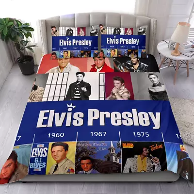 Music Gift Album Elvis Presley Printed Full Bedding Duvet Covers Set (4pcs) • $79.99